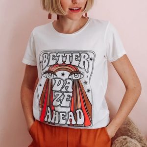 DazeyLA Better Daze Ahead Vintage style tee in white